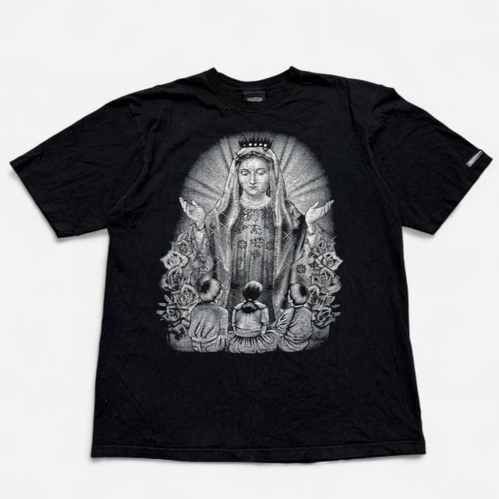 Rocawear Mens Y2K Virgin Mary Graphic Tee Black XL Short Sleeve Shirt